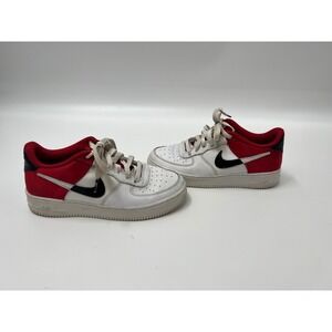 Nike Air Force 1 Low White Red Black Basketball Sneakers Shoes Youth Size